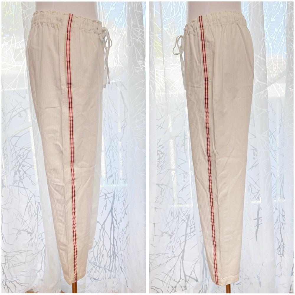 XIRENA Rex white drawstring waist relax fit red pink side stripe pants - Picture 4 of 11